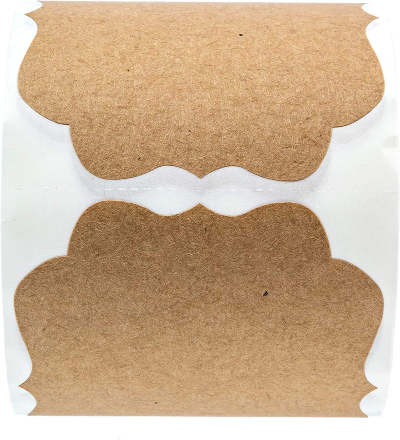 [Australia - AusPower] - 2.5"x3" Inch Natural Kraft Vintage Frame Gift Tag Sticker / 250 Labels per roll 