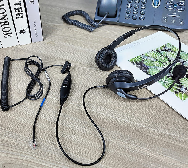 [Australia - AusPower] - Phone Headset with Microphone Noise Cancelling for Cisco Office Phones, Callez Telephone Headset with RJ9 Phone Jack for Cisco 6941 7811 7841 7941 7942 7945 7962 7965 7975 8845 8851 Plantronics M12 Black 