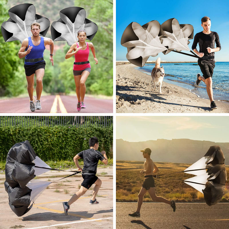 [Australia - AusPower] - Vhxorrz Running Parachute Speed Training Pack of 2 56 Inch Speed Resistance Parachute Speed Chute for Speed Training Football Basketball Training Adults Youth Kids 