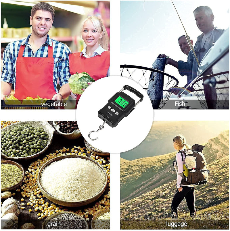 [Australia - AusPower] - Bonano Built-in Lithium Battery Fishing Scale, Micro-USB Interface, Backlit LCD Display 165lb/75kg Digital Hanging Scale with Measuring Tape.Fishing Gifts for Men, use for Home and Outdoor. 