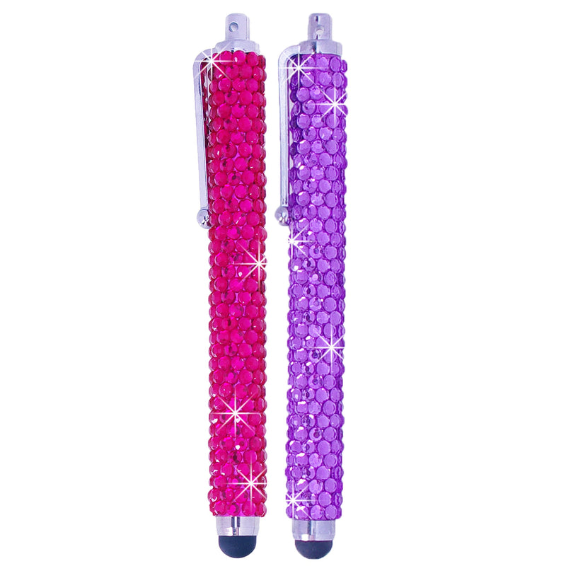 [Australia - AusPower] - Eco-Fused Universal Bling Stylus Pens - 2 Long Gem Covered Stylus Pens - for All Capacitive Touchscreen Devices - iPad, iPhone, Samsung Phones, All Android Phones, Tablets and More 