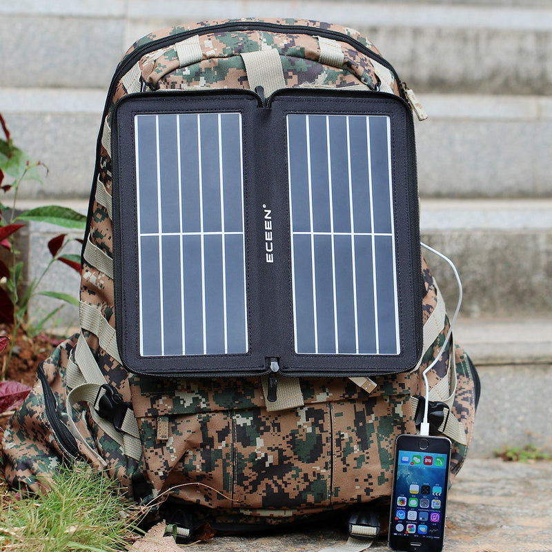 [Australia - AusPower] - ECEEN Solar Charger Panel with 10W Solar Cells Smart USB Output for Smart Mobile Phone Tablets Device Power Supply Waterproof Portable Travel Camping Outdoor Activities Survival Gear Emergency Kit Black 