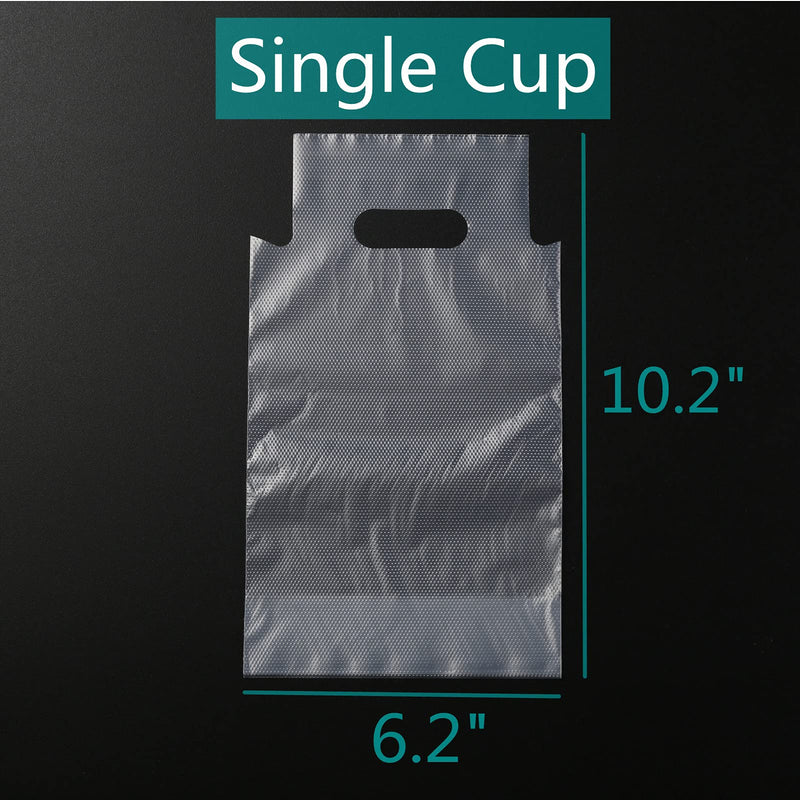[Australia - AusPower] - Clear Handle Drink Cup Plastic Bags, Drink Carrier Packaging Bags for Coffee/Juice/Tea, Portable Carrier for Bar Coffee Shop Delivery, Package Pouches Take-Out Cup Holder (100 PCS, 6.2x10.2") 100 PCS, 6.2x10.2" 