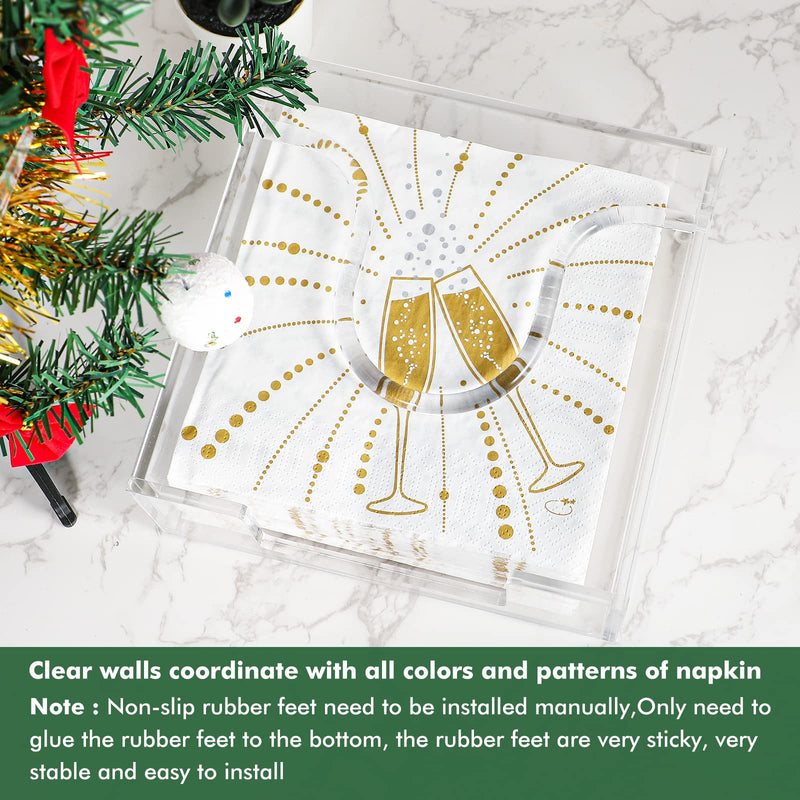 [Australia - AusPower] - Kamehame Napkin Holder Clear Acrylic Lunch Napkin Dispenser Square Beverage Cocktail Napkin Caddy Craft Acrylic Napkin Tray for Dining Table Kitchen Counter Restaurant Buffet Bathroom Vanity(7"x7") 7"x7" Napkin Holder 