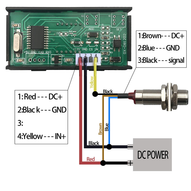 [Australia - AusPower] - DIGITEN 4 Digital Red LED Tachometer RPM Speed Meter + Hall Proximity Switch Magnet Sensor NPN for Lathe Conveyor Belt 