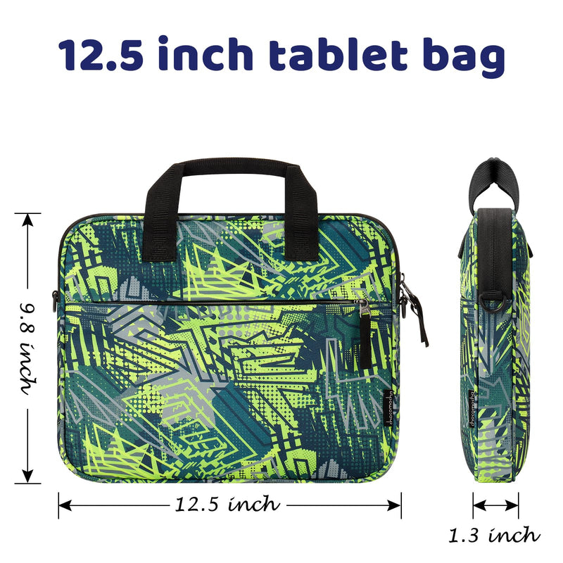 [Australia - AusPower] - Choco Mocha Tablet Bag for Kids（10inch & 12.5inch） 12.5inch（12.5 x 9.8 x 1.3） Geometry-green 12.5inch 