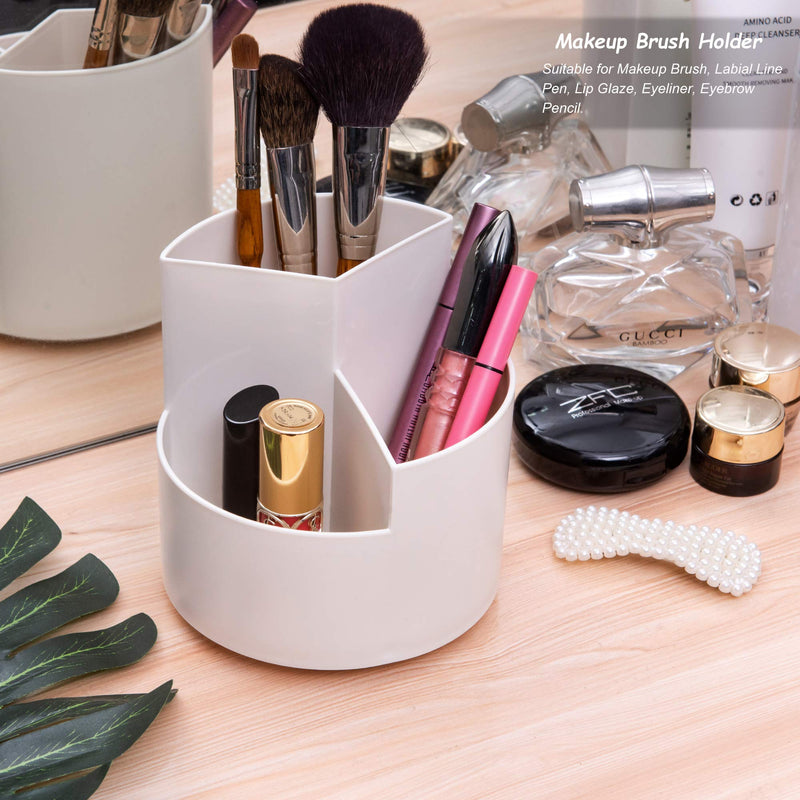 [Australia - AusPower] - Siveit Rotating Pen Holder, 3 Slots 360-Degree Spinning Pencil Pen Desktop Organizer Cute Pencil Cup Pot for Home, Office, Kids (White) White 