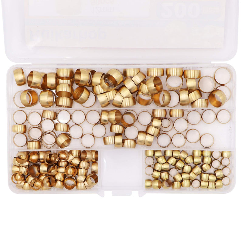 [Australia - AusPower] - Ruikarhop 200PCS Tube OD（6mm 8mm 10mm 12mm) Brass Compression Sleeves Ferrules,Brass Compression Fitting Assortment Kit 