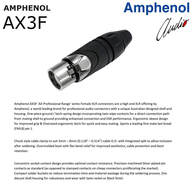 [Australia - AusPower] - 2 Units - 12 Foot - Gotham GAC-4/1 (Black) - Star Quad, Dual Shielded Balanced Male to Female Microphone Cables with Amphenol AX3M & AX3F Silver XLR Connectors - Custom Made by WORLDS BEST CABLES 