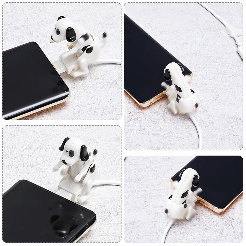 [Australia - AusPower] - Frienda Stray Dog Charging Cable Dog Smartphone USB Cable Charger USB Data Transmission Mini Humping Spot Dog Cable for Type-C USB Charging Cable of Mobile Phones, White Compatible with Type-C 