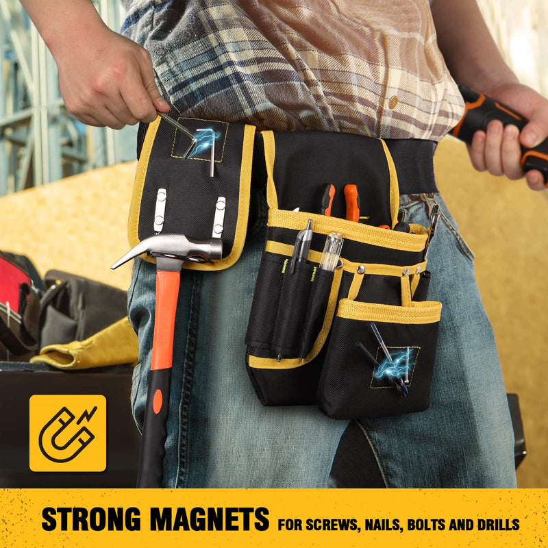 [Australia - AusPower] - Tool Belt, UUP 22 Pocket Tool Belts for Men Black and Yellow Heavy Duty Tool Pouch Bag, Detachable & Adjustable Tool Bags for Carpenter, Electrician, Woodworker, Construction, Father Day Gifts for Dad 