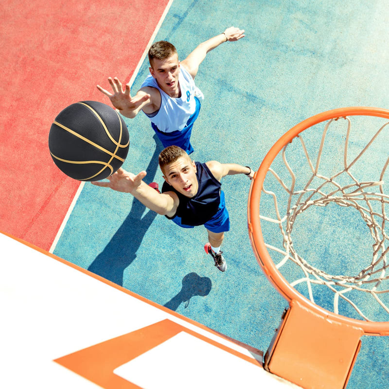 [Australia - AusPower] - Dakapal Rubber Basketball Size 5 for Teens Adults Indoor Outdoor Basketballs for Game Gym Training Competition Sports Streetball Gift for Boys Girls Youth (Black&Gold/Deflated) 