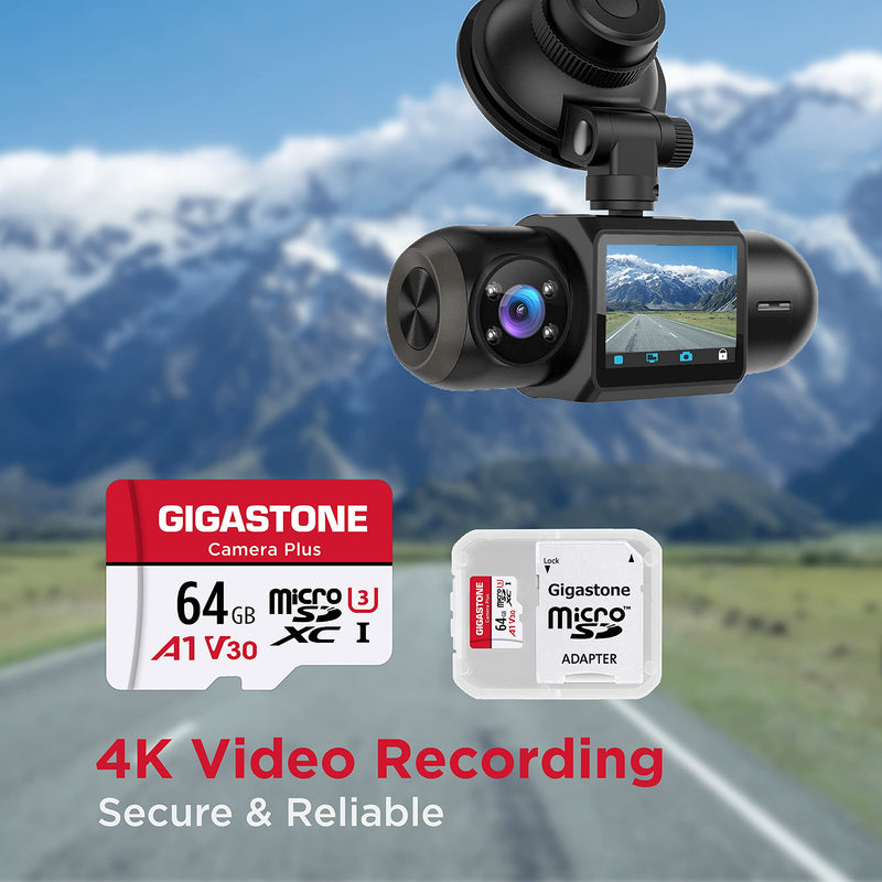 [Australia - AusPower] - [Gigastone] 64GB 5-Pack Micro SD Card, Camera Plus, MicroSDXC Memory Card for Wyze, Video Camera, Security Camera, Smartphone, Fire tablet, 4K Video Recording, UHS-I U3 A1 V30, 95MB/s, with Adapter 