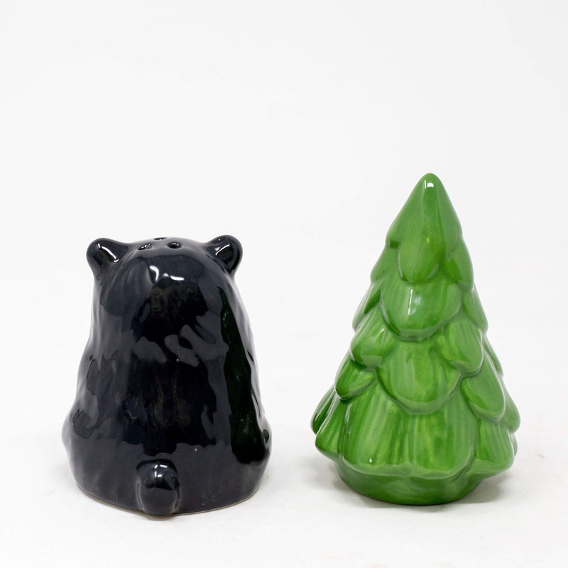 [Australia - AusPower] - Boston Warehouse Black Bear and Pine Tree Salt & Pepper Shakers, 2 piece set, Hand-painted ceramic 