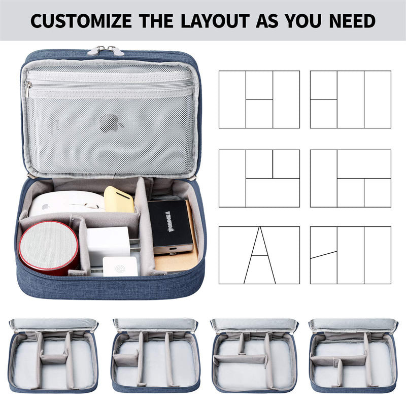 [Australia - AusPower] - Travel Cable Organizer Bag, Electronic Accessories Case Portable Double Layer Cable Storage Bag for Cord,Phone,Charger, Flash Drive, Phone, SD Card,Personal Items - (Dark Blue) S Dark Blue 