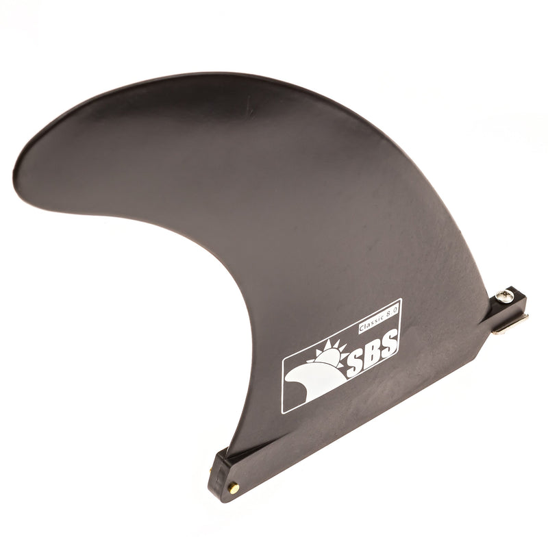 [Australia - AusPower] - Santa Barbara Surfing SBS - 8 inch Longboard & SUP Single Fin - 8" Center Fin for Surfboard & Paddleboard Black with Logo 