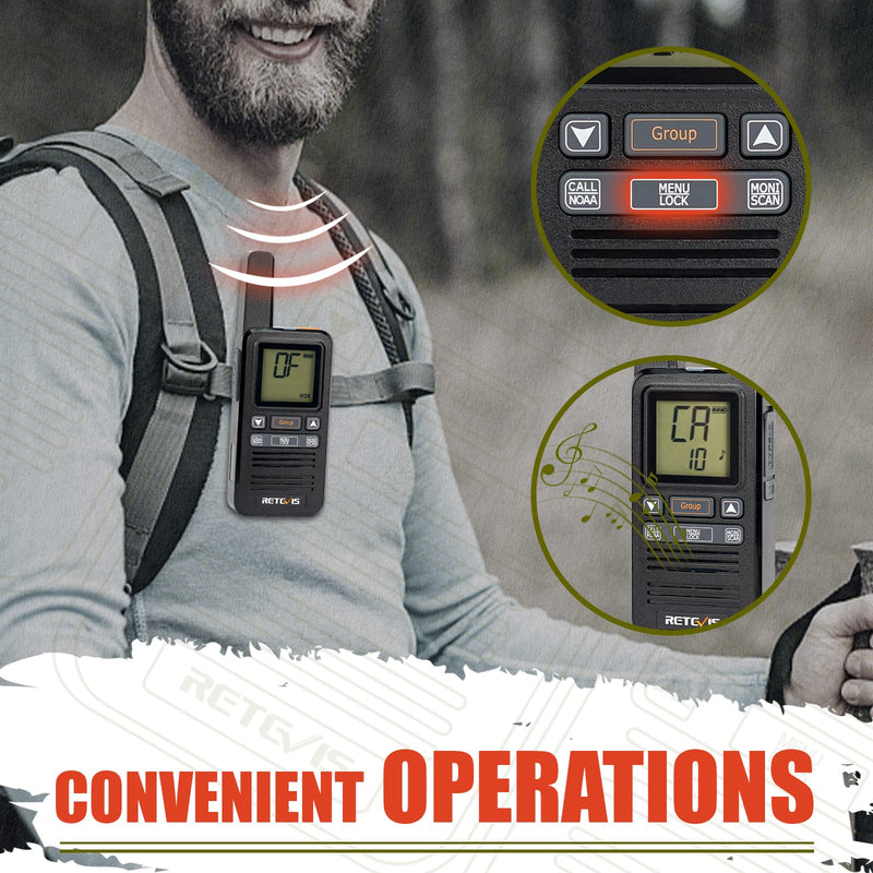 [Australia - AusPower] - Retevis RB67 Walkie Talkies for Adults, Rechargeable Two Way Radio with USB-C Charger, NOAA, LCD Screen, 1600mAh Battery, Group Call, Portable 2 Way Radios for Family Camping Hiking(2 Pack) 
