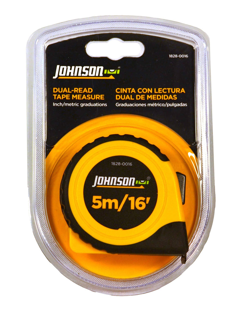 [Australia - AusPower] - Johnson Level & Tool 1828-0016 Metric/Inch Power Tape, 5m/16', Black/Yellow, 1 Tape 