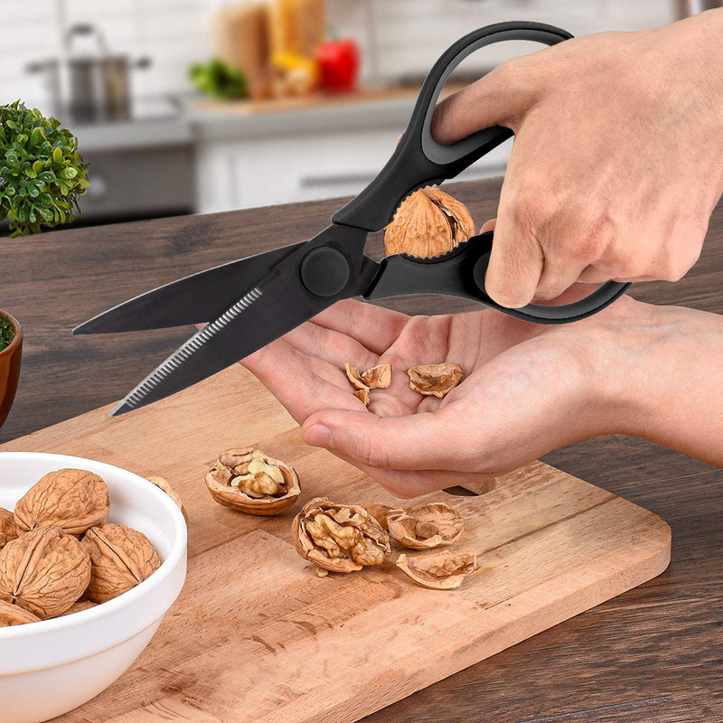 [Australia - AusPower] - Country Kitchen Set of 2 Kitchen Scissor - Stainless Steel Kitchen Shears, Cooking Scissors for Cutting Meat, Chicken, Herbs and Produce with Blade Cover and Soft Grip Handles - Black 