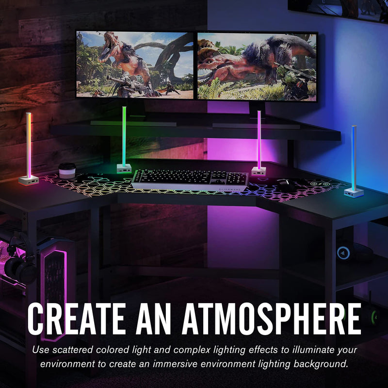 [Australia - AusPower] - EZDIY-FAB USB LED Light Bar Headphones Stand, Desktop Atmosphere RGB Backlight,50 Built-in Color Modes, Headphone Holder for Gamers Gaming PC PS5 Accessories Desk- White- 1 Pack 