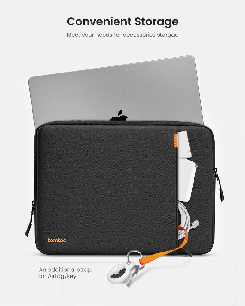 [Australia - AusPower] - tomtoc 360 Protective Laptop Sleeve Set for 15-inch New MacBook Air M2 A2941 2023, 15 Inch Microsoft Surface Laptop 5/4/3, Dell XPS 15 Plus, Water-Resistant Laptop Case Bag Black 