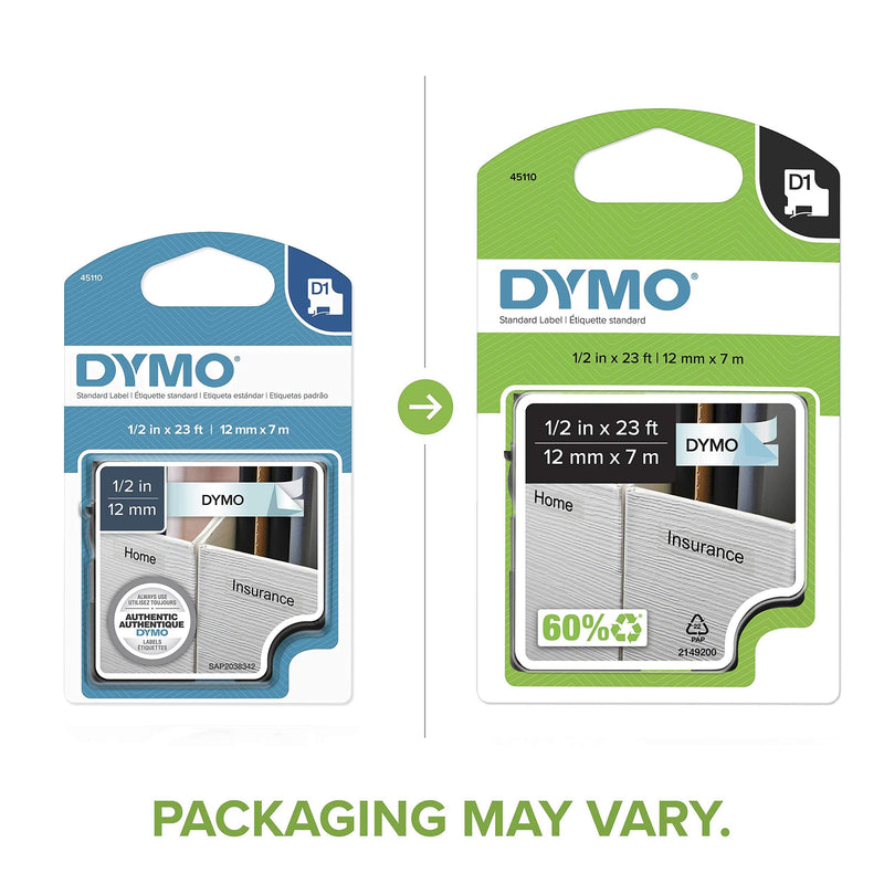 [Australia - AusPower] - DYMO All-Purpose Labels for DYMO XTL Label Makers, Black on White, 1/4", 1 Roll (1868751) 1/2" D1 Black on Clear 