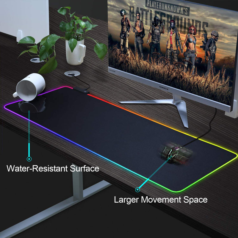 [Australia - AusPower] - BZseed RGB Gaming Mouse Pad Extended Large LED Mouse Pad Anti-Slip Base Computer Keyboard Mouse Mat for Gaming Computer/Laptops/Office Desk (31.5 x 11.8 x 0.16 in, Black) 31.5 x 11.8 x 0.16 in 