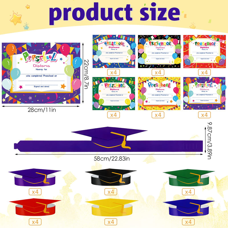 [Australia - AusPower] - 48 Pieces Graduation Paper Hat Preschool Diploma Certificate Preschool Paper Graduation Cap Graduation Crowns Kindergarten Graduation Certificate for Kindergarten Graduation Classroom Supplies Favors 