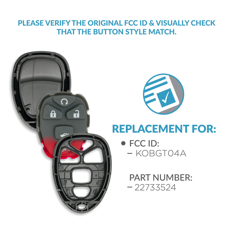 [Australia - AusPower] - Keyless2Go Replacement for New Shell Case and 5 Button Pad for Remote Key Fob with FCC KOBGT04A - Shell ONLY (2 Pack) 