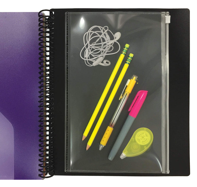 [Australia - AusPower] - 24 Pocket Poly Spiral Project Organizer, Heavy Duty, with Back Cover Utility Pouch, 1/3 Cut Tabs, 12 Tab Color Dividers, Clear View Front Cover, Letter Size, Project Folder, by Better Office Products 