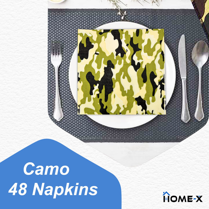 [Australia - AusPower] - HOME-X Camouflage Square Disposable Party Napkins, 48 Count- 6.5" x 6.5" 