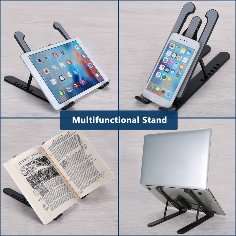 [Australia - AusPower] - pidien Portable Laptop Stand, Adjustable Laptop Holder Riser Computer Stand for Desk Notebook Stand Mount with Phone Stand Black 