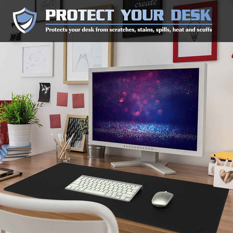 [Australia - AusPower] - Knodel Non-Slip Desk Mat, Mouse Pad, Waterproof Desk Pad for Desktop, Leather Desk Pad for Keyboard and Mouse, Desk Pad Protector, Desk Writing Pad for Office and Home (31.5"x15.7", Black) 31.5"x15,7" 