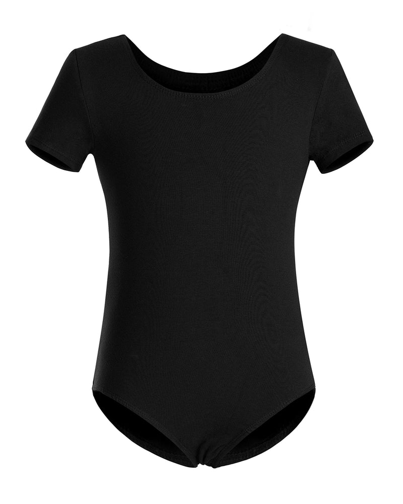 [Australia - AusPower] - DANSHOW Girls Short Sleeve Leotard with Skirt Kids Dance Ballet Tutu Dresses 6-8 Years Black 