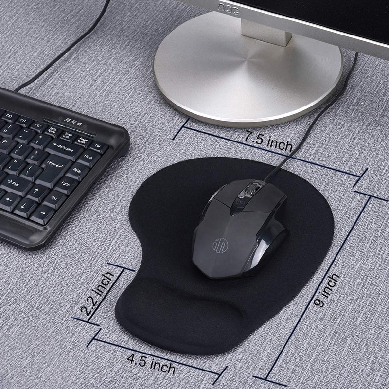 [Australia - AusPower] - JIKIOU 2 Pack Mouse Pad, Ergonomic Mouse Pad with Gel Wrist Rest Support, Comfortable Wrist Rest Mouse Pad with Non-Slip PU Base for Computer Laptop Home Office Travel, Small Size, 9 x 7.5 inch, Black 