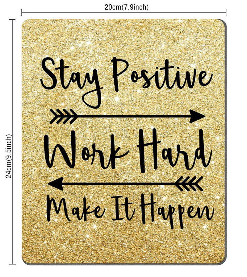 [Australia - AusPower] - Amcove Gaming Mouse Pad Custom, Stay Positive Work Hard and Make It Happen Inspirational Quotes Mouse pad Art Gold Glitter Black Quote 