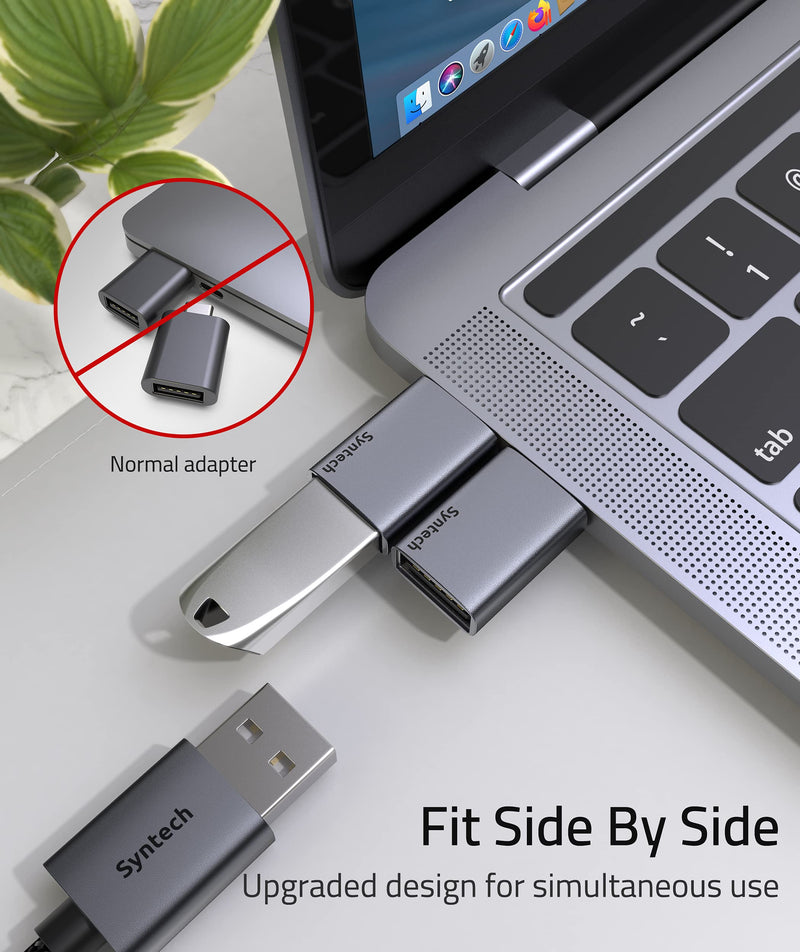 [Australia - AusPower] - Syntech USB C to USB Adapter 2 Pack Fit Side by Side Type C Male to USB C 3.0 Female Adapter Compatible with MacBook Pro Air 2021 iMac iPad Mini 6/Pro and Other Type C or Thunderbolt 4/3 Devices Grey 