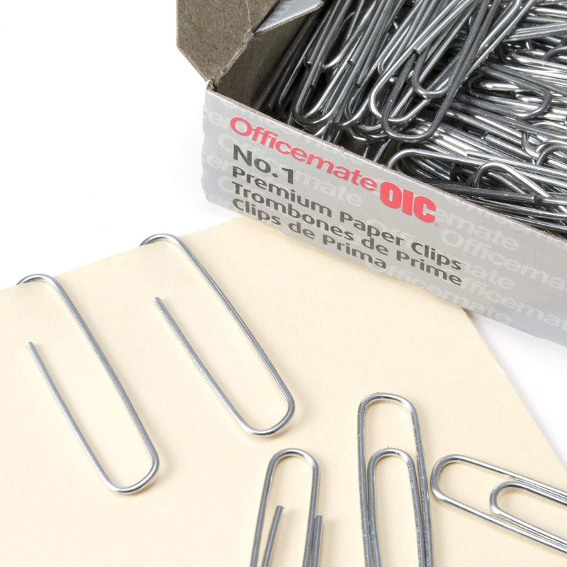 [Australia - AusPower] - Officemate Premium #1 Paper Clips, 1,000 Paper Clips (10 Boxes of 100 Each) (99916) , Silver 
