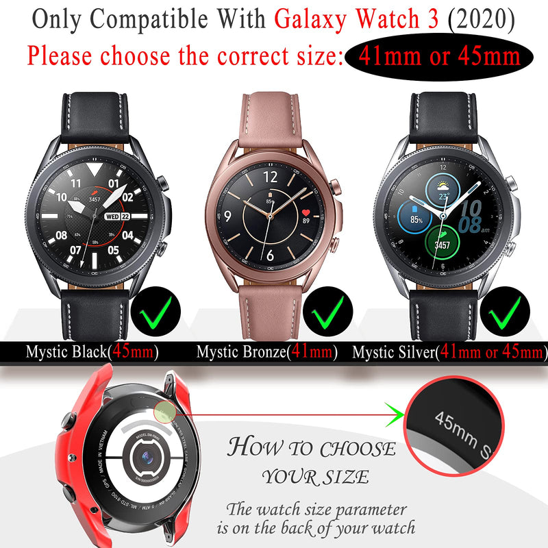 [Australia - AusPower] - OHPROCS Case Cover Compatible with Samsung Galaxy Watch 3 41mm 45mm Bands Accessories Protective Soft TPU Bumper Matte Protector (Rose Gold/Red, 45mm) Rose Gold/Red 