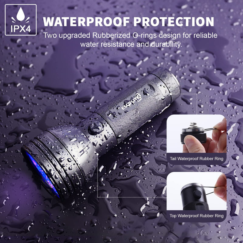 [Australia - AusPower] - Escolite UV Flashlight Black Light, 51 LED 395 nM Ultraviolet Blacklight Detector for Dog Urine, Pet Stains and Bed Bug 1 Count (Pack of 1) 