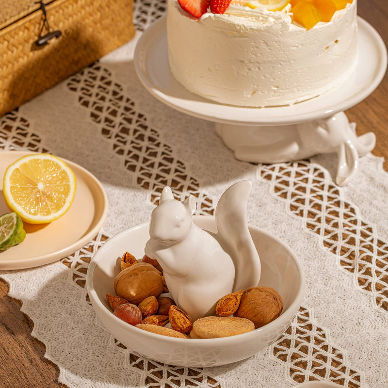 [Australia - AusPower] - LA JOLIE MUSE Nut Bowl Snack Serving Dish - Ceramic Squirrel Candy Jewelry Dish for Pistachio Peanuts, House Warming Hostess Gifts 
