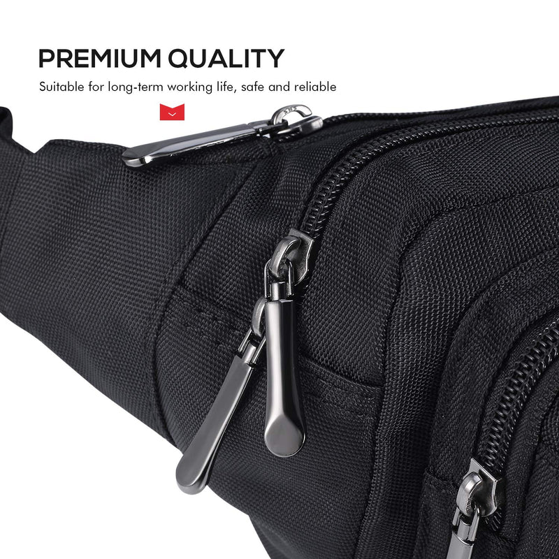 [Australia - AusPower] - CXWMZY Waist Pack Bag Fanny Pack for Men&Women Hip Bum Bag with Large Capacity Waterproof Adjustable Strap Suitable for Outdoors Workout Traveling Casual Running Hiking Cycling Dog Walking Fishing Black 