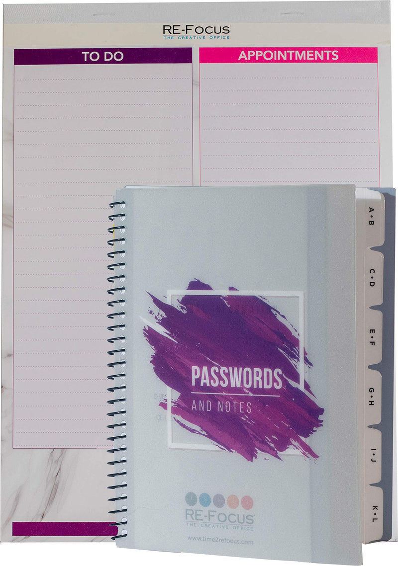 [Australia - AusPower] - RE-FOCUS THE CREATIVE OFFICE, Password Book Keeper, Small, Mini, Purple, Alphabetical Tabs, Spiral Bound, Removable Sheets, Journal Organizer, Includes Website, Address, Username, Password 