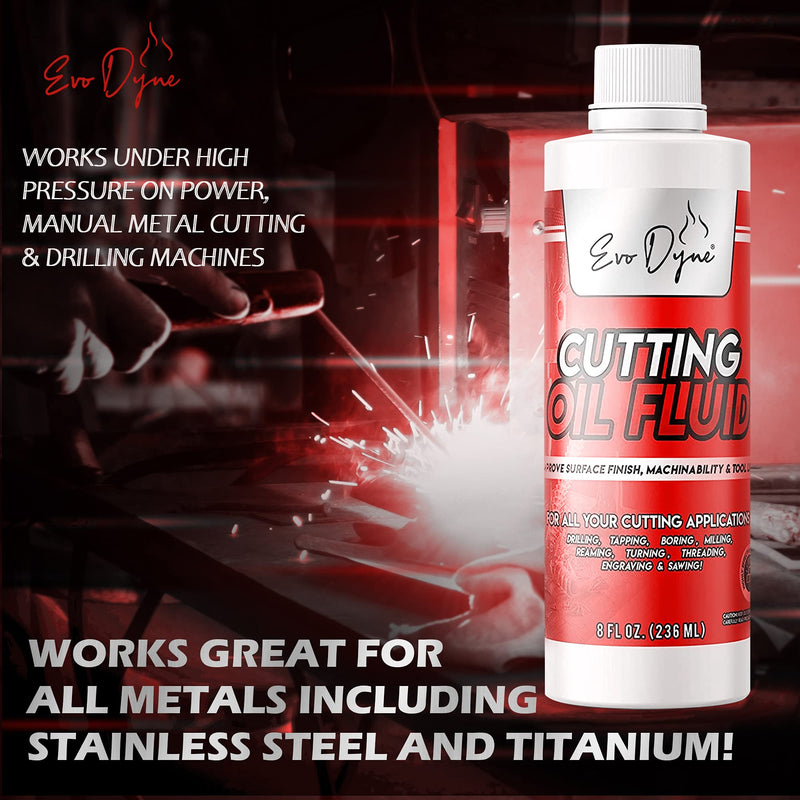 [Australia - AusPower] - Cutting Oil, Cutting Fluid 8-OZ, Made in The USA | Cutting Oil for Drilling, Tapping, Milling | Professional Grade Fluid Oil - Machine Cutting Fluid, Safe on Metal & Glass by Evo Dyne 1-Pack 