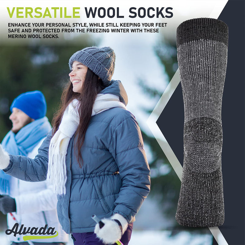 [Australia - AusPower] - Warm Thermal Wool Socks for Winter Moisture Wicking and Breathable Cozy Boot Socks 3 Pairs Charcoal M-l (Women 11-13 / Men 9.5-12) 