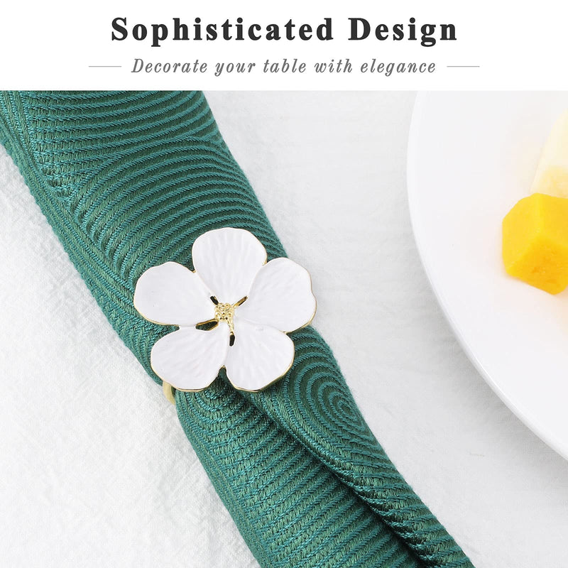 [Australia - AusPower] - Lewondr Napkin Rings, Set of 6 Flowers Napkin Ring Holders Dinner Tables Rings Elegant Ornament Table Setting Decoration for Wedding, Christmas, Thanksgiving, Holiday, Party, White 