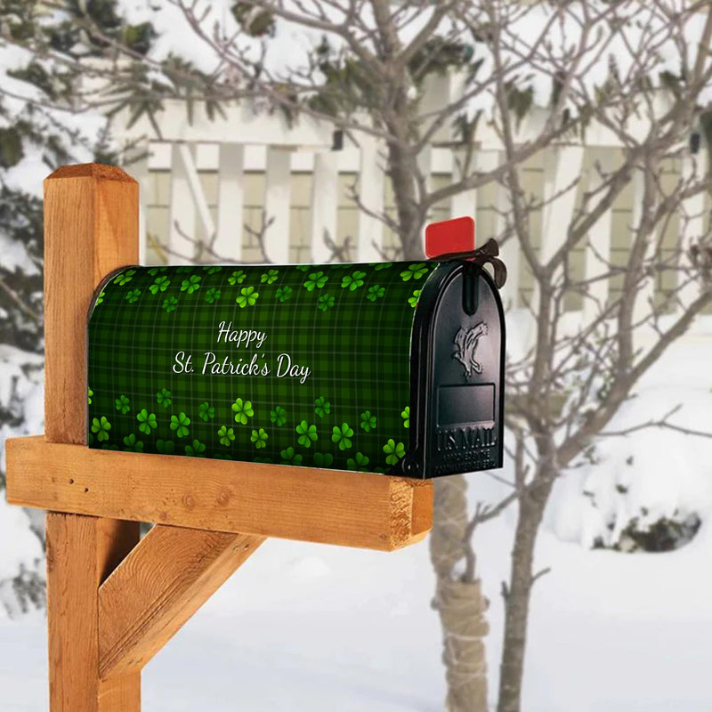[Australia - AusPower] - Shamrock-Mailbox-Covers for St-Patrick's-Day Clover Green-Plaid Letter-Box-Cover for Holiday Garden Yard Mailbox Decor 18 X 21 Green/Plaid 