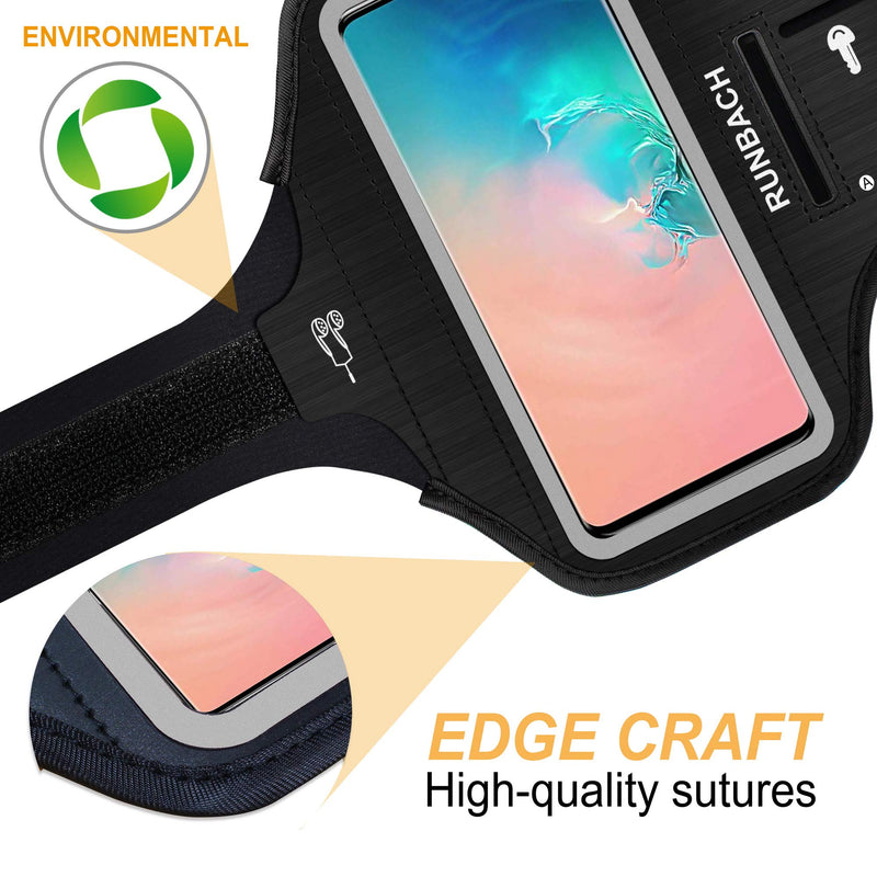 [Australia - AusPower] - Galaxy S22/S21/S20/S10/S9/S8 Armband,RUNBACH Sweatproof Running Exercise Gym Bag with Card Slot for Samsung Galaxy S22/S21/S20/S10/S9/S8(Black) Black 