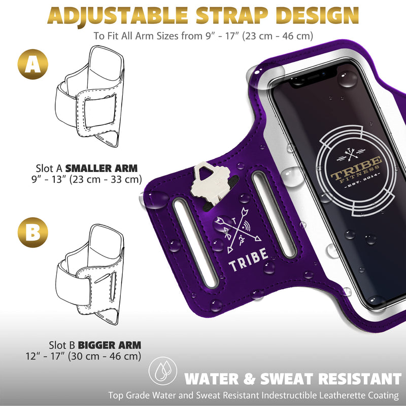 [Australia - AusPower] - TRIBE Running Phone Holder Armband. iPhone & Galaxy Cell Phone Sports Arm Bands for Women, Men, Runners, Jogging, Walking, Exercise & Gym Workout. Fits All Smartphones. Adjustable Strap, CC/Key Pocket L: iPhone+/Pro Max/XR/XS Max/Galaxy+/Ultra/Note 