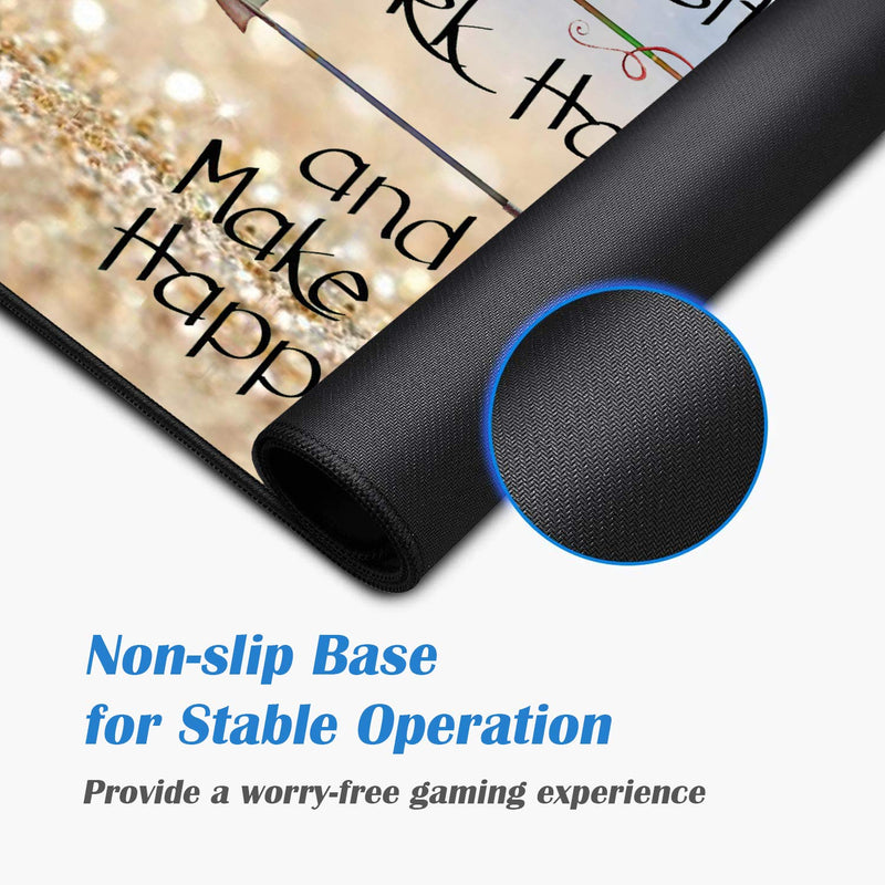 [Australia - AusPower] - Desk Pad Mat Gaming Mouse Pads with Coasters, 31.5" ×11.8" Large Non-Slip Rubber Base Mousepad with Stitched Edges for Office & Home (Stay Positive Work Hard and Make It Happen Inspirational Quote) 